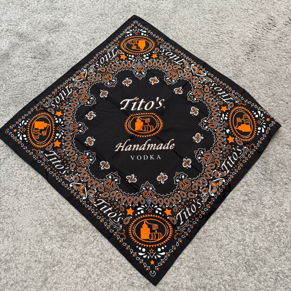 Tito's Vodka Black and Orange Bandana